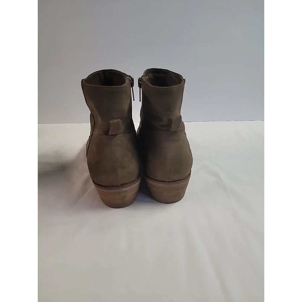 Dolce Vita Silma Western-inspired Brown Suede Ankle Bootie/Side Zip US 9.5 Women
